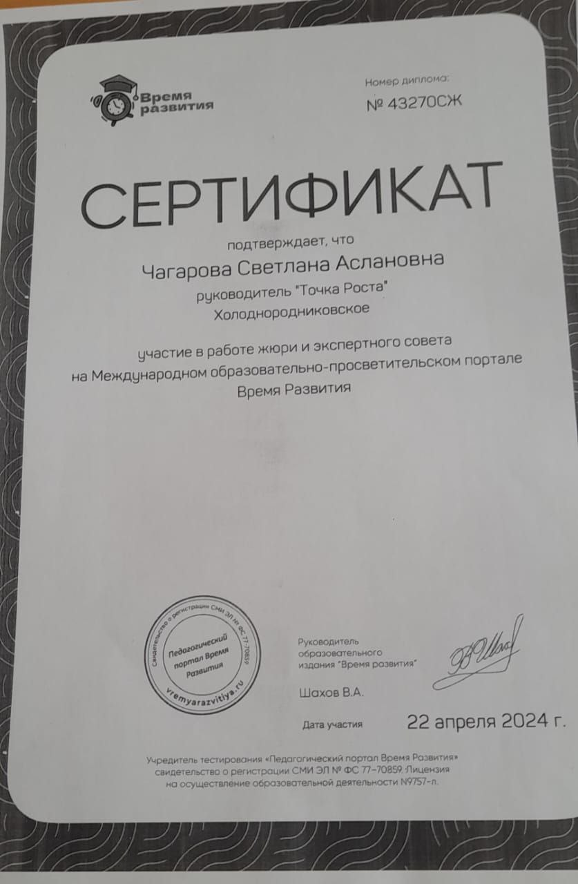 Онлайн участие в работе жюри  и экспертного совета  на Международном образовательно-просветительском портале Время Развития..